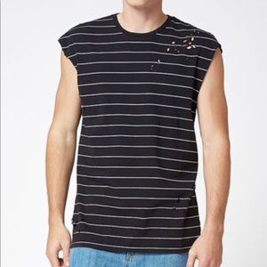 Black and white striped tank top with rips